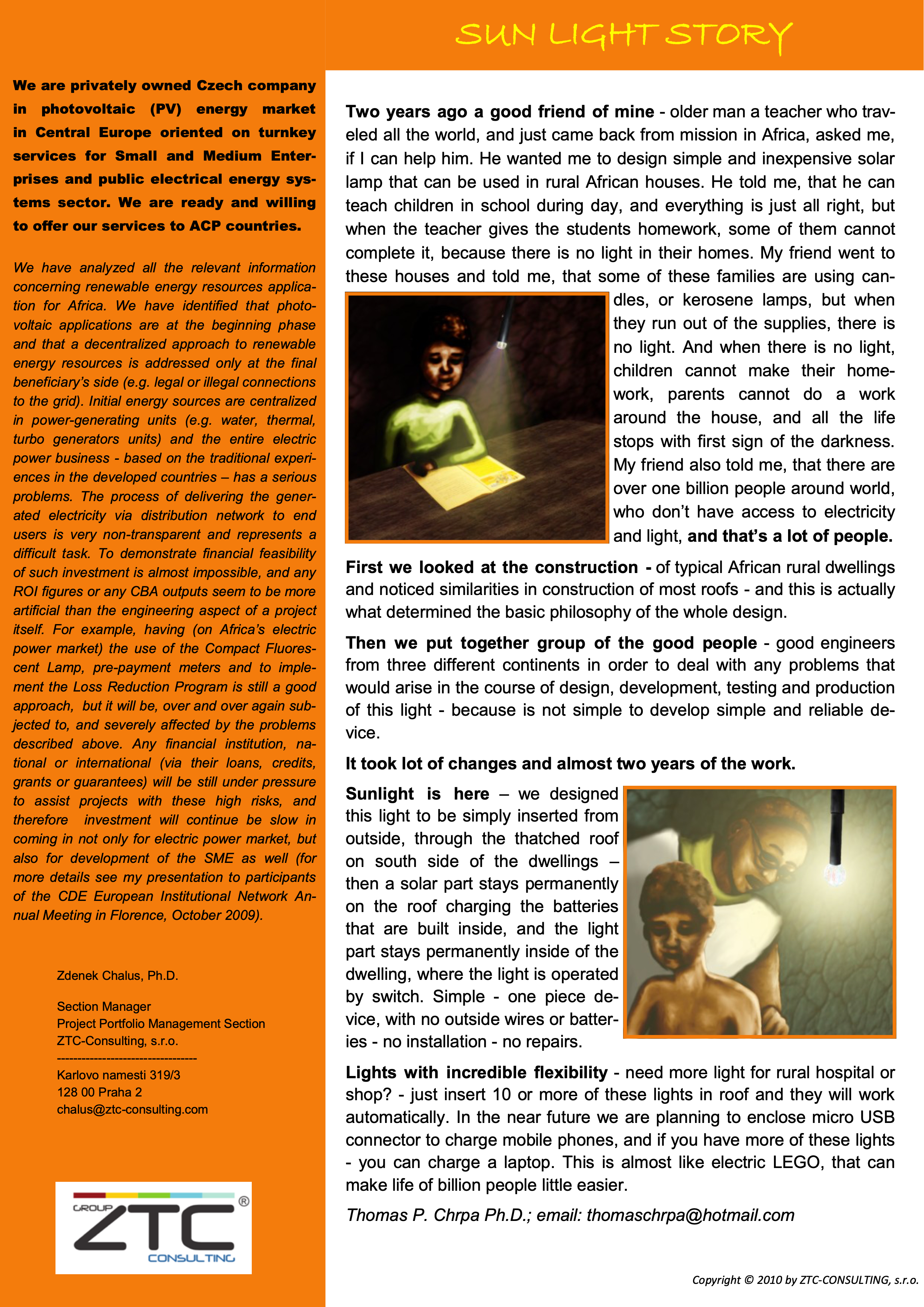 Participation and the Paper for the Conference Lighting Africa