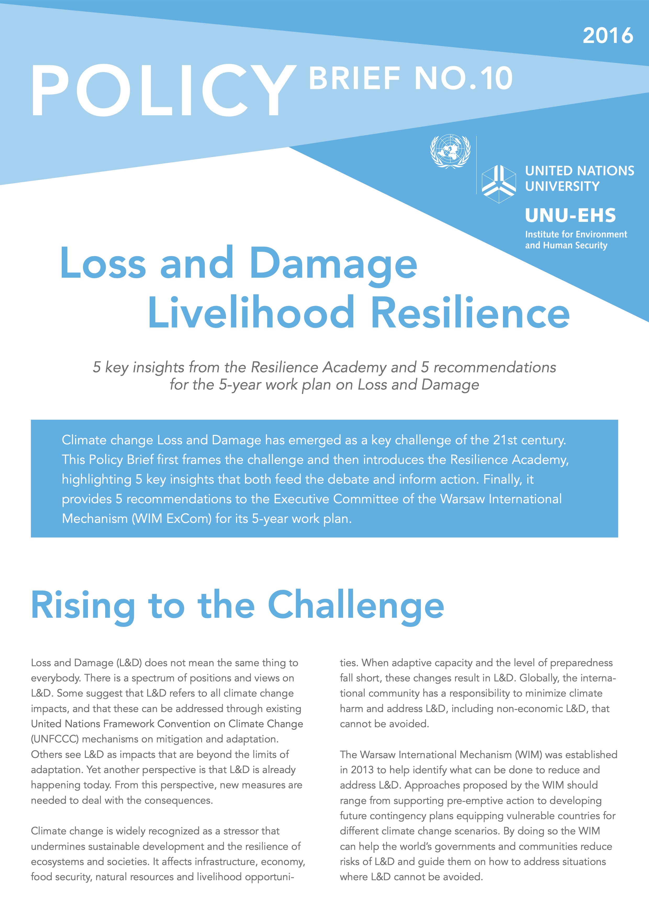 Loss and Damage Livehood Resilience